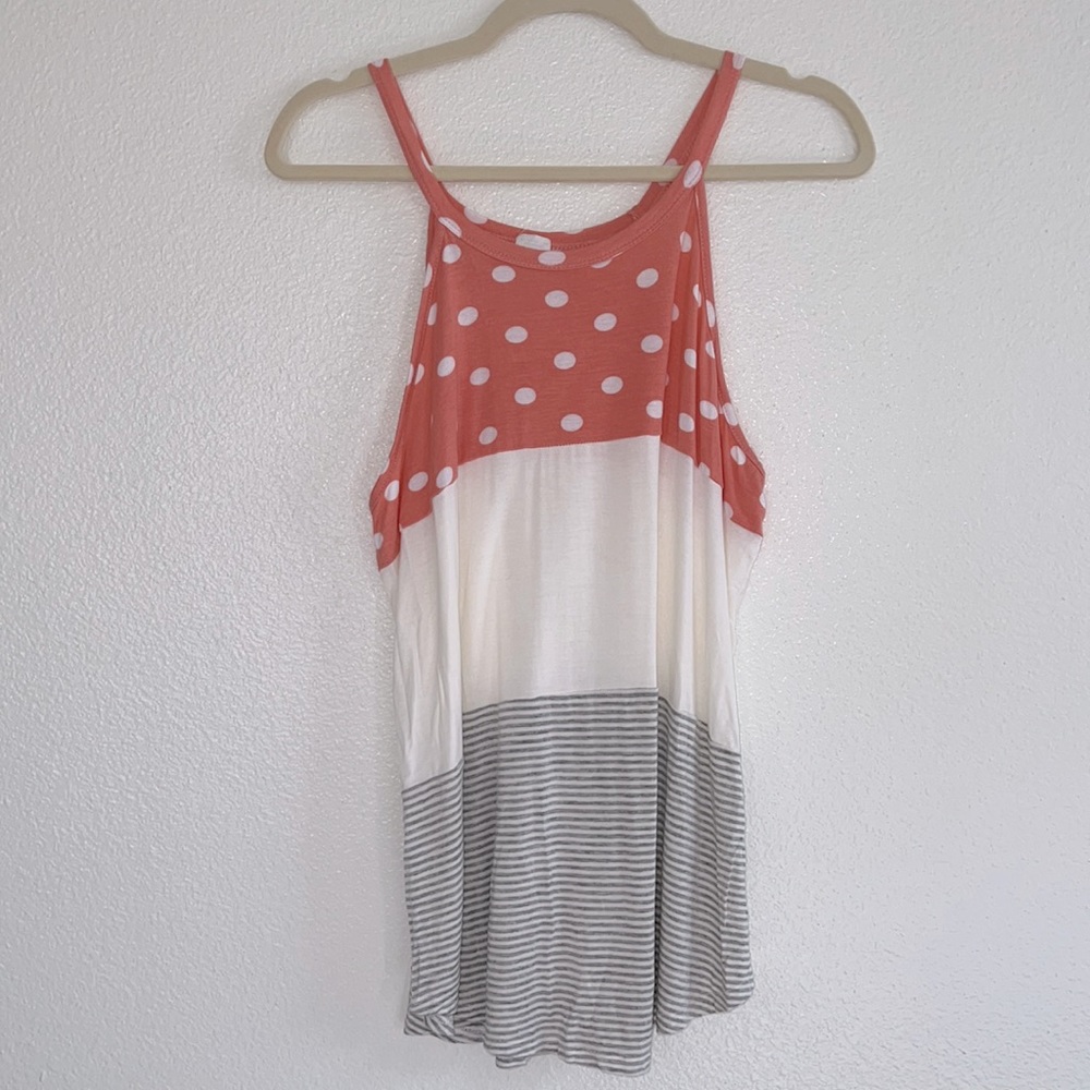 Polka dot and striped tank, size XL